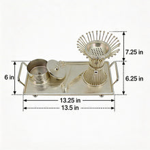 Fluted Wire Crown Silver Bakhoor Incense Burner Set with Rectangular Tray