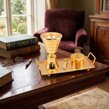 Luxury Gold Tiered Mabkhara Bakhoor Incense Burner Set with Storage Jar, Tongs & Tray