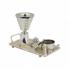 Ribbed Chalice Silver Bakhoor Incense Burner Set with Rectangular Tray