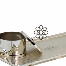 Ribbed Chalice Silver Bakhoor Incense Burner Set with Rectangular Tray