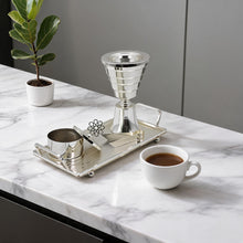 Ribbed Chalice Silver Bakhoor Incense Burner Set with Rectangular Tray