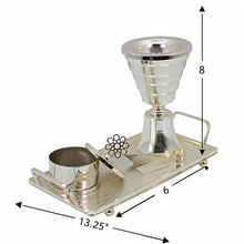 Ribbed Chalice Silver Bakhoor Incense Burner Set with Rectangular Tray