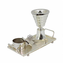 Ribbed Chalice Silver Bakhoor Incense Burner Set with Rectangular Tray