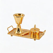 Luxury Gold Tapered Mabkhara Bakhoor Incense Burner Set with Storage Jar, Tongs & Tray