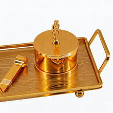 Luxury Gold Tapered Mabkhara Bakhoor Incense Burner Set with Storage Jar, Tongs & Tray