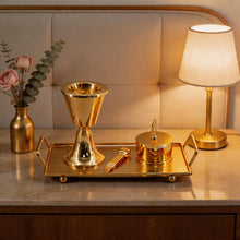 Luxury Gold Tapered Mabkhara Bakhoor Incense Burner Set with Storage Jar, Tongs & Tray