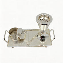 Flared Chalice Silver Bakhoor Incense Burner Set with Polished Tray