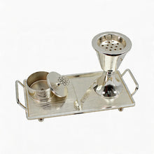 Flared Chalice Silver Bakhoor Incense Burner Set with Polished Tray