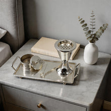 Flared Chalice Silver Bakhoor Incense Burner Set with Polished Tray