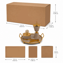 Beige Chalice Bakhoor Incense Burner Set with Gold Accents & Round Tray