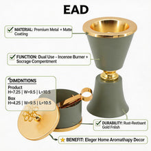 Sage Green & Gold Mabkhara Bakhoor Incense Burner Set with Storage Jar, Tongs & Tray