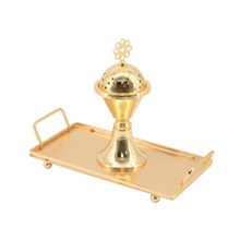 Luxury Gold Mabkhara Bakhoor Incense Burner Set with Storage Jar, Tongs & Tray