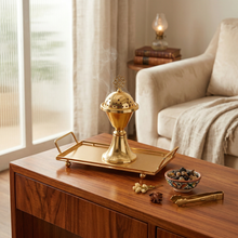 Luxury Gold Mabkhara Bakhoor Incense Burner Set with Storage Jar, Tongs & Tray