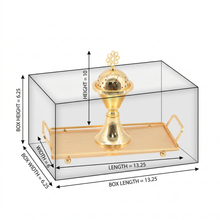 Luxury Gold Mabkhara Bakhoor Incense Burner Set with Storage Jar, Tongs & Tray