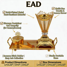 Ornate Gold Crown Bakhoor Incense Burner Set with Decorative Base & Tray