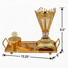 Ornate Gold Crown Bakhoor Incense Burner Set with Decorative Base & Tray