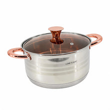Rose Gold Stainless Steel Cookware Set with Glass Lids & Ergonomic Handles - 8 Pieces
