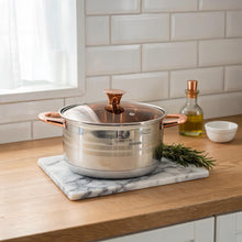 Rose Gold Stainless Steel Cookware Set with Glass Lids & Ergonomic Handles - 8 Pieces