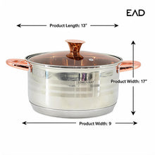 Rose Gold Stainless Steel Cookware Set with Glass Lids & Ergonomic Handles - 8 Pieces