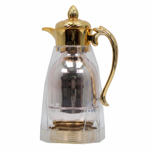 Gold Trim Transparent Arabic Coffee Dallah with Curved Handle