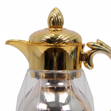 Gold Trim Transparent Arabic Coffee Dallah with Curved Handle