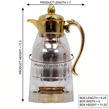 Gold Trim Transparent Arabic Coffee Dallah with Curved Handle