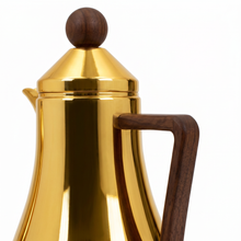 Gold Arabic Coffee & Tea Dallah Set with Wooden Handles - 2 Piece Set