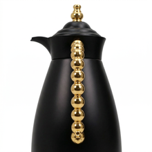 Black Arabic Coffee & Tea Dallah Set with Gold Beaded Handle - 0.7L & 1L (2-Piece Set)