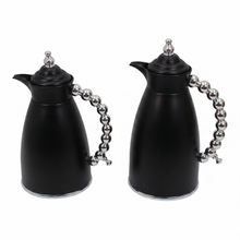 Black Arabic Coffee & Tea Dallah Set with Silver Beaded Handle - 0.7L & 1L (2-Piece Set)