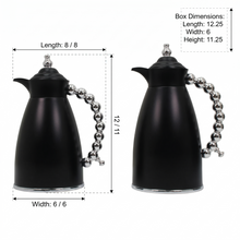 Black Arabic Coffee & Tea Dallah Set with Silver Beaded Handle - 0.7L & 1L (2-Piece Set)