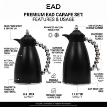Black Arabic Coffee & Tea Dallah Set with Silver Beaded Handle - 0.7L & 1L (2-Piece Set)
