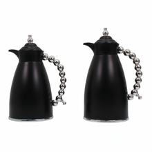 Black Arabic Coffee & Tea Dallah Set with Silver Beaded Handle - 0.7L & 1L (2-Piece Set)