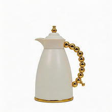White Arabic Coffee & Tea Dallah Set with Gold Beaded Handle - 0.7L & 1L (2-Piece Set)