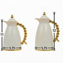 White Arabic Coffee & Tea Dallah Set with Gold Beaded Handle - 0.7L & 1L (2-Piece Set)