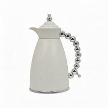 White Arabic Coffee & Tea Dallah Set with Silver Beaded Handle - 0.7L & 1L (2-Piece Set)