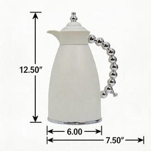 White Arabic Coffee & Tea Dallah Set with Silver Beaded Handle - 0.7L & 1L (2-Piece Set)