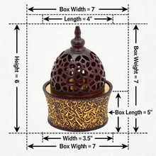 Dark Brown & Gold Arabic Calligraphy Incense Burner with Pierced Dome Lid