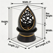 Teardrop Geometric Incense Burner with Gold Trim and Openwork Design - Black-Gold
