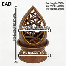 Teardrop Geometric Incense Burner with Gold Trim and Openwork Design - Light Brown