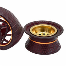 Teardrop Geometric Incense Burner with Gold Trim and Openwork Design - Dark Brown