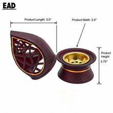 Teardrop Geometric Incense Burner with Gold Trim and Openwork Design - Dark Brown