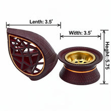 Teardrop Geometric Incense Burner with Gold Trim and Openwork Design - Dark Brown