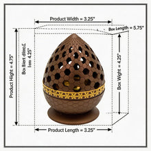 Honeycomb Pattern Incense Burner with Gold Inner Cup and Pierced Dome Lid - Light Brown