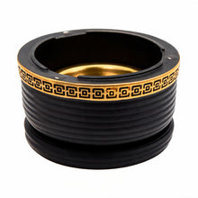 Geometric Cylindrical Incense Burner with Gold Accent Band - Black-Gold