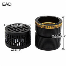 Geometric Cylindrical Incense Burner with Gold Accent Band - Black-Gold