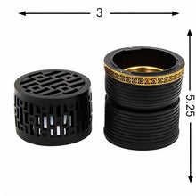 Geometric Cylindrical Incense Burner with Gold Accent Band - Black-Gold