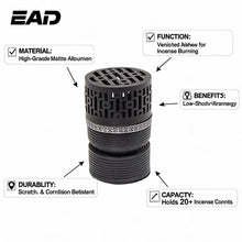 Geometric Cylindrical Incense Burner with Gold Accent Band - Black-Silver