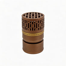 Geometric Cylindrical Incense Burner with Gold Accent Band - Black-Light Brown
