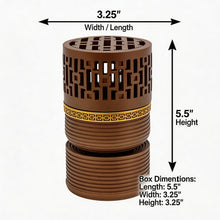 Geometric Cylindrical Incense Burner with Gold Accent Band - Black-Light Brown