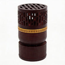 Geometric Cylindrical Incense Burner with Gold Accent Band - Black-Dark Brown